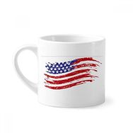 Dıythinker 170 ml Yıldızlar ve Çizgiler Özel Amerika Ülke Bayrağı Mini Beyaz Çömlek Seramik Saplı Kupa