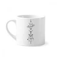 Dıythinker 170 ml Yıldızlı Gökyüzü Uzaylı Totem Desenli Mini Beyaz Çömlekçilik Seramik Saplı Kupa