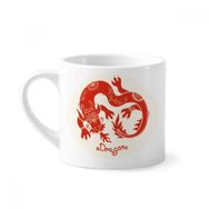 Dıythinker 170 ml Yılı Ejderha Hayvan Çin Zodyak Kırmızı Mini Beyaz Çömlek Seramik Saplı Kupa