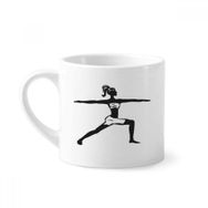 Dıythinker 170 ml Yoga Girl Keep Healthy Sports Silhouette Mini Beyaz Çömlekçilik Seramik Saplı Kupa