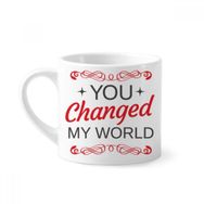 Dıythinker 170 ml You Changed My World Sevgililer Günü Mini Beyaz Çömlekçilik Seramik Saplı Kupa