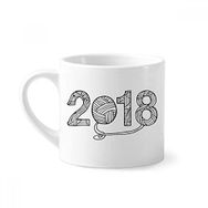 Dıythinker 170 ml Yün Top 2018 Happy New Year Mini Beyaz Çömlek Seramik Saplı Kupa