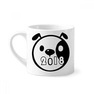 Dıythinker 170 ml Yuvarlak Köpek Happy New Year 2018 Mini Beyaz Çömlek Seramik Saplı Kupa
