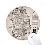 Dıythinker 1945 Güney Kore Simgeleri Haritası Baskılı Yuvarlak Kaymaz Kauçuk Mouse Pad