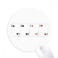 Dıythinker 2 Kalp Kürek Elmas Kulüp Desenli Baskılı Yuvarlak Kaymaz Kauçuk Mouse Pad