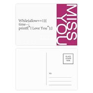 Dıythinker 20 Adet 14x9 cm Renkli Programcı İfadesi Love You Miss Kartpostal Seti