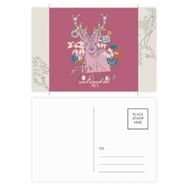 Dıythinker 20 Adet 14x9 cm Renkli Ren Geyiği Noel Sanatsal Efekt Çiçek Kartpostal Seti