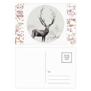 Dıythinker 20 Adet 14x9 cm Renkli Ren Geyiği Noel Sanatsal Efekt Suluboya Formula Kartpostal Seti