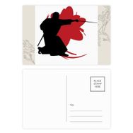 Dıythinker 20 Adet 14x9 cm Renkli Samurai Stab Sakura Japon Silüeti Çiçek Kartpostal Seti