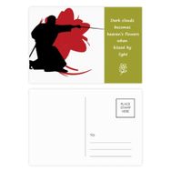 Dıythinker 20 Adet 14x9 cm Renkli Samurai Stab Sakura Japonya Silüeti Şiir Kartpostal Seti