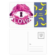 Dıythinker 20 Adet 14x9 cm Renkli Sevgililer Günü Pembe Dudak Aşk Anahtar Deliği Muz Kartpostal Seti