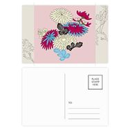 Dıythinker 20 Adet 14x9 cm Renkli Tablo Japon Kültürü Pembe Çiçek Kartpostal Seti
