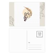 Dıythinker 20 Adet 14x9 cm Renkli Yuvarlak Şekilli Kavisli Müzik Notaları Çiçek Kartpostal Seti