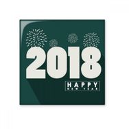 Dıythinker 2018 Beyaz Havai Fişek Mutlu Yıllar Parlak 10x10 cm Seramik Karo