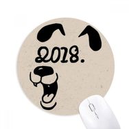 Dıythinker 2018 Happy New Year Komik Büyük Köpek Baskılı Yuvarlak Kaymaz Kauçuk Mouse Pad