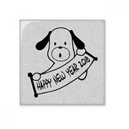 Dıythinker 2018 Happy New Year Sevimli Köpek 10x10 cm Seramik Karo