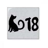 Dıythinker 2018 Sevimli Köpek Mutlu Yeni Yıl 10x10 cm Seramik Karo