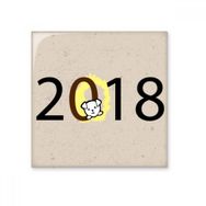Dıythinker 2018 Yavru Köpek Deseni Mutlu Yıllar 10x10 cm Seramik Karo