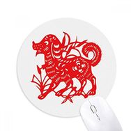 Dıythinker 2018 Yeni Yıl Köpek Sanatı Kağıt Kesme Baskılı Yuvarlak Kaymaz Kauçuk Mouse Pad