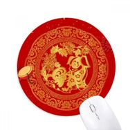 Dıythinker 2018 Yeni Yıl Mutlu Kırmızı Kağıt Kesim Çin Köpek Baskılı Yuvarlak Kaymaz Kauçuk Mouse Pad