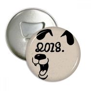 Dıythinker 3 Adet 2018 Happy New Year Komik Büyük Köpek Yuvarlak Şişe Açacağı Buzdolabı Mıknatıs Pimleri Rozet Düğme