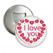 Dıythinker 3 Adet Sevgililer Günü I Love You Pembe Kalp Yuvarlak Şişe Açacağı Buzdolabı Mıknatıs Pimleri Rozet Düğme