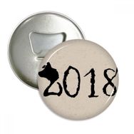 Dıythinker 3 Adet Siyah Mutlu Yeni Yıl Büyük Köpek 2018 Yuvarlak Şişe Açacağı Buzdolabı Mıknatıs Pimleri Rozet Düğme