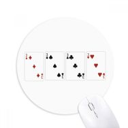 Dıythinker 3 Kalp Kürek Elmas Kulüp Desenli Baskılı Yuvarlak Kaymaz Kauçuk Mouse Pad