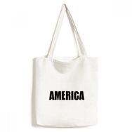 Dıythinker 33x40 Cm Erkek Amerika Ülke Adı Siyah Çevre Dostu Bez Kanvas El Çantası
