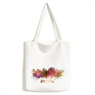 Dıythinker 33x40 Cm Erkek Atlanta Amerika Country City Sulu Boya İllüstrasyon Environ Tally Tote Kanvas El Çantası