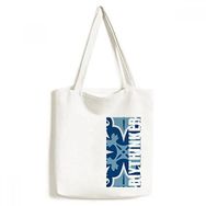 Dıythinker 33x40 Cm Erkek Fas Dekoratif Çiçek Mavi Ilustration Tote Kanvas El Çantası