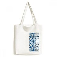 Dıythinker 33x40 Cm Erkek Talavera Mavi Çiçek Ilustration Desen Tote Kanvas El Çantası