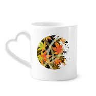 Dıythinker 340 ml Akçaağaç Yaprağı Geometri Çiçek Desenli Kahve Kupası