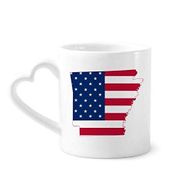 Dıythinker 340 ml Arkansas Amerika Haritası Yıldızlar Çizgili Bayrak Şekilli Kahve Kupası