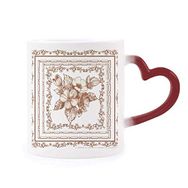 Dıythinker 340 ml Barok Sanat Çiçek Çerçevesi Modern Desen Değiştiren Kupası Isıya Duyarlı Kırmızı Kalp Kupası