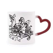 Dıythinker 340 ml Barok Sanat Dekorasyonu Modern Desen Değiştiren Kupası Isıya Duyarlı Kırmızı Kalp Kupası