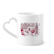 Dıythinker 340 ml Big Ben Otobüs İngiltere Bayrağı Eskiz İllüstrasyon Kahve Kupası