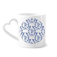 Dıythinker 340 ml Bitki Yaprağı Mavi Beyaz Sembol Kahve Kupası