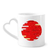 Dıythinker 340 ml Bulutlar Geometri Kırmızı Desen Japon Kahve Kupası