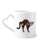 Dıythinker 340 ml Cadılar Bayramı Terör Atmosfer Siyah Kedi Kemik Kalp Kahve Kupası