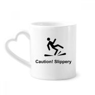 Dıythinker 340 ml Caution Slippery Siyah Sembollü Kahve Kupası