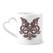 Dıythinker 340 ml Çiçek Bitkileri Simetri Sanat Tahıl Silüeti Seramik Kalp Saplı Kupa