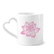 Dıythinker 340 ml Çiçek Bitkisi Lotus Çiçeği Pembe Desenli Seramik Kalp Saplı Kupa