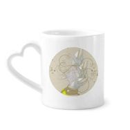 Dıythinker 340 ml Çiçek Kanadı Japonya Ukiyo E Yapraklar Seramik Kalp Saplı Kupa