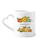 Dıythinker 340 ml Çizgi Film Pumkin Şükran Günü Desenli Seramik Kalp Saplı Kupa