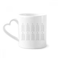 Dıythinker 340 ml Çoğaltma Masası Matematik Çalışma Numarası Seramik Kalp Saplı Kupa