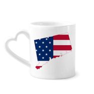 Dıythinker 340 ml Connectic USA Map Stars tripes Flag Shape Kahve Kupası