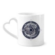 Dıythinker 340 ml Dalgalar Pusula Daire Sanat Desenli Kahve Kupası