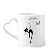Dıythinker 340 ml Eğik Kafası Siyah Kedi Cadılar Bayramı Hayvan Silüeti Kahve Kupası
