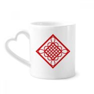 Dıythinker 340 ml Elmas Kırmızı Çin Düğümü Kağıt Kesim Kahve Kupası